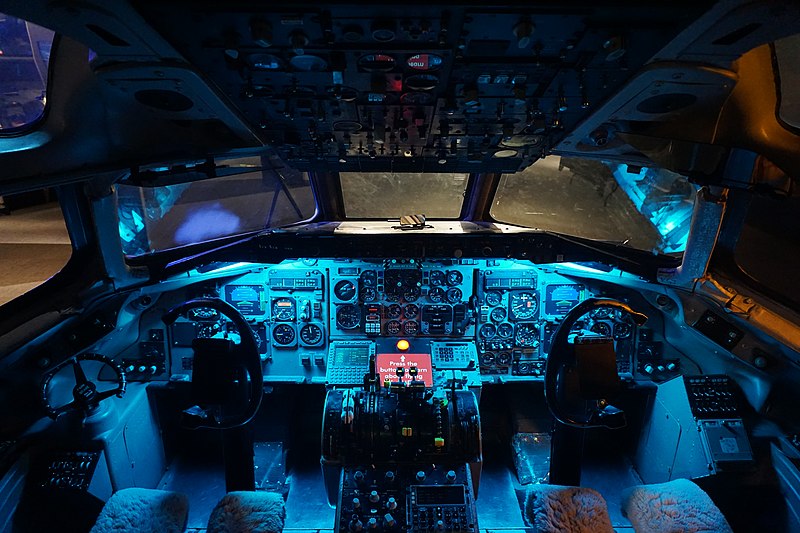 Inside of a plane cockpit, by Michael Barera, CC-BY-SA 4.0