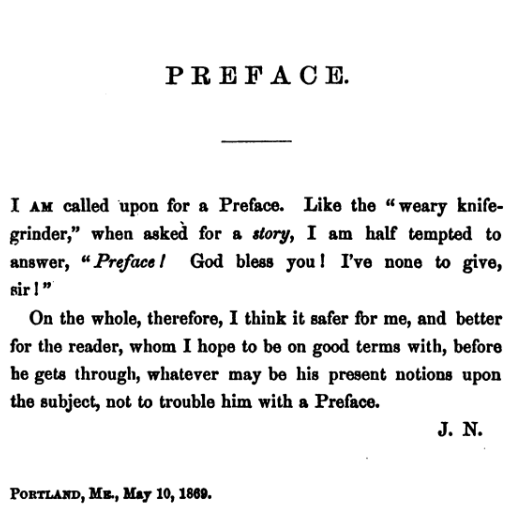 Preface text from an old book. Public domain.